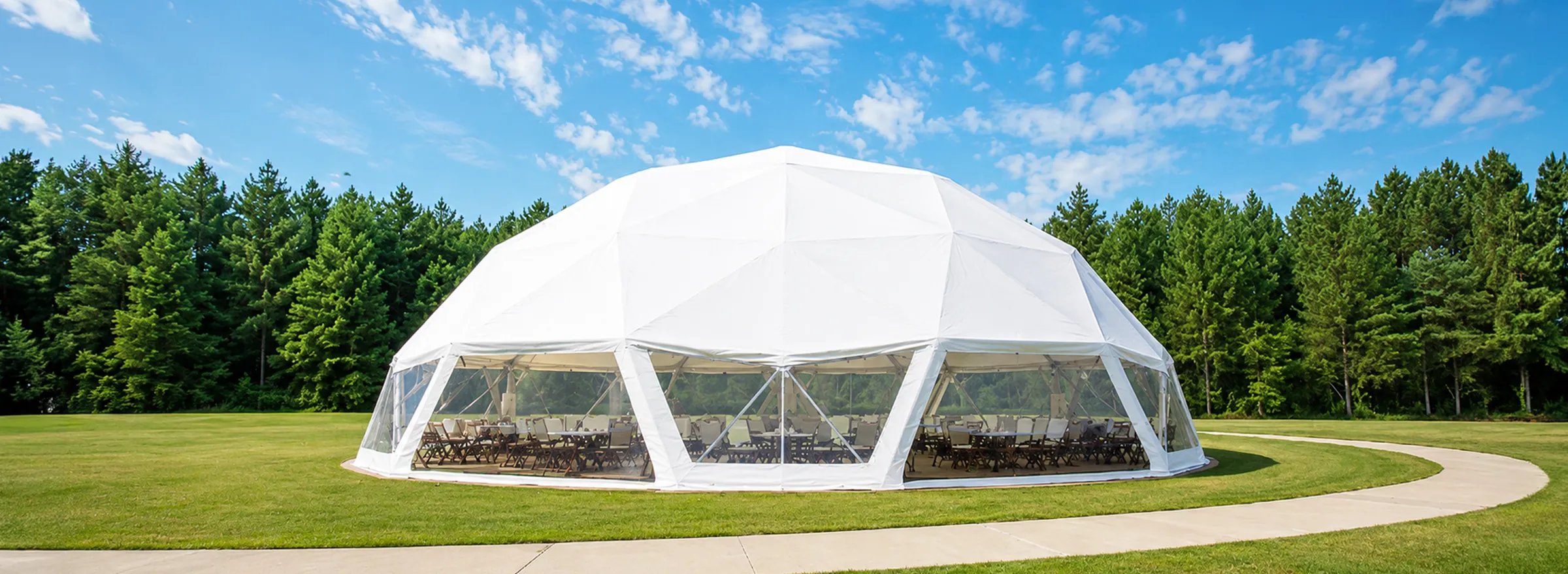 A Solora event dome set for a celebration